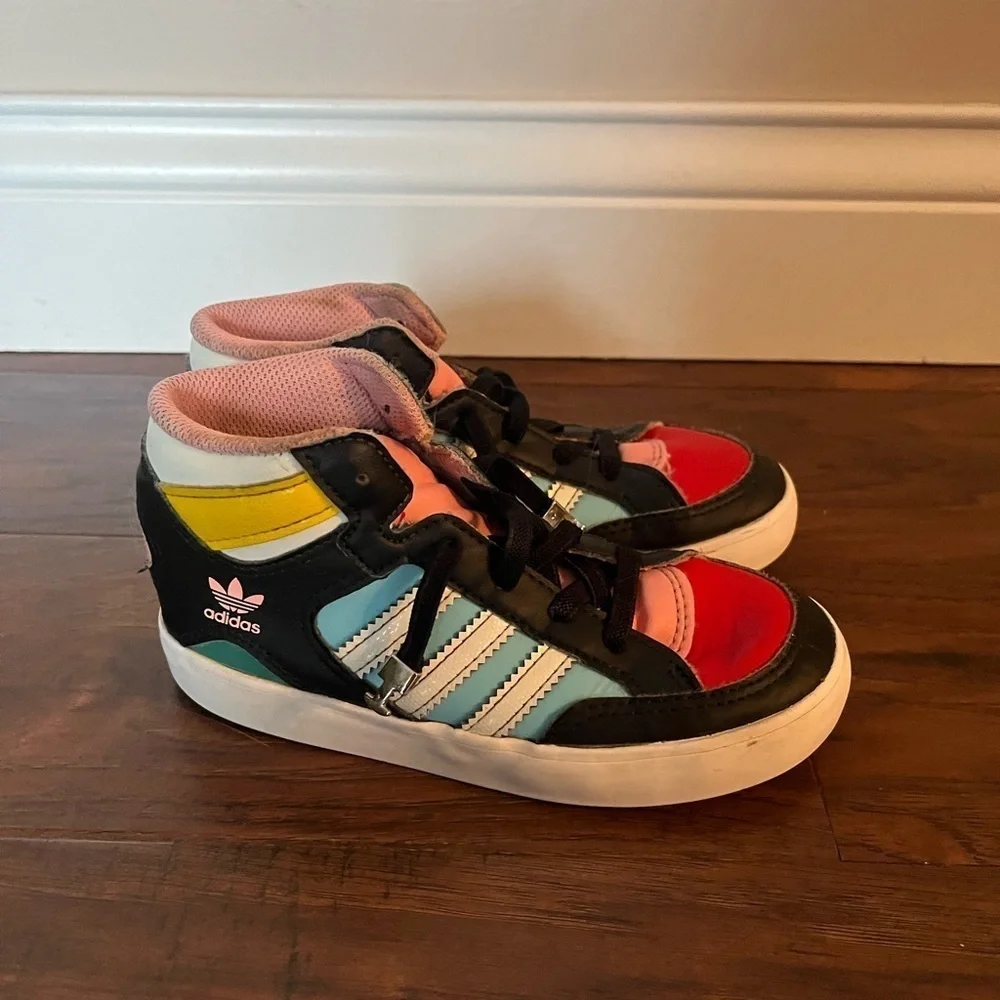 Adidas Kids' Hardcourt Multicolor High-Top Sneakers-Size 10